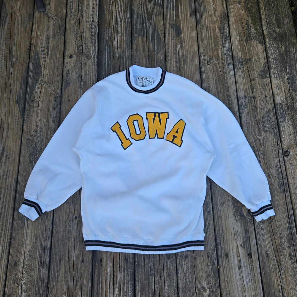 Vintage Iowa Hawkeyes Sweatshirt Men's Size Large Galt Sand USA Made READ